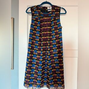 Anna Sui Sleeveless Dress with Blue and Yellow Floral Design